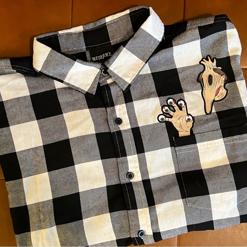 Beetlejuice Adam Maitland Plaid Woven Button-Up